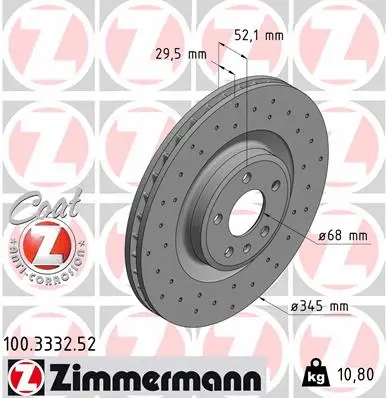 Stabdžių diskas ZIMMERMANN 100.3332.52