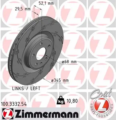 Stabdžių diskas ZIMMERMANN 100.3332.54