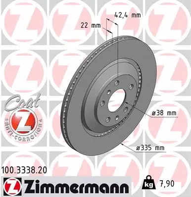 Stabdžių diskas ZIMMERMANN 100.3338.20