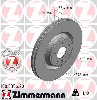 Stabdžių diskas ZIMMERMANN 100.3356.20