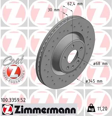 Stabdžių diskas ZIMMERMANN 100.3359.52