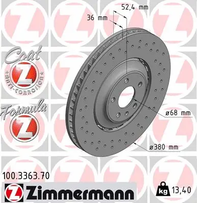 Stabdžių diskas ZIMMERMANN 100.3363.70