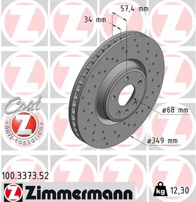 Stabdžių diskas ZIMMERMANN 100.3373.52