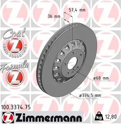 Stabdžių diskas ZIMMERMANN 100.3374.75
