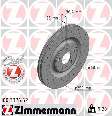 Stabdžių diskas ZIMMERMANN 100.3376.52