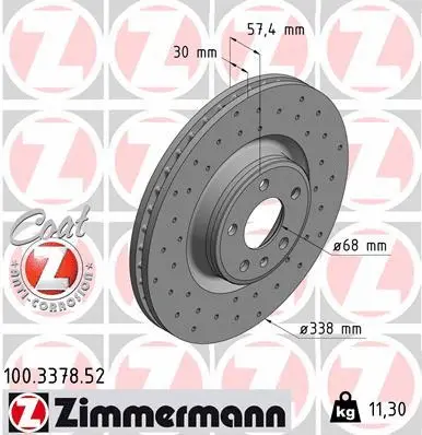 Stabdžių diskas ZIMMERMANN 100.3378.52