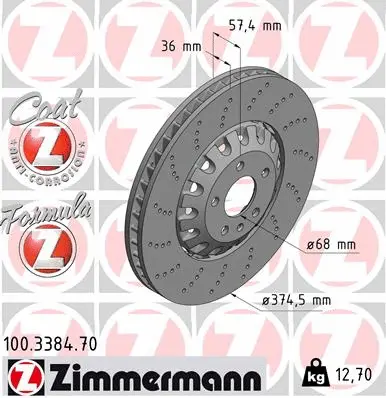 Stabdžių diskas ZIMMERMANN 100.3384.70