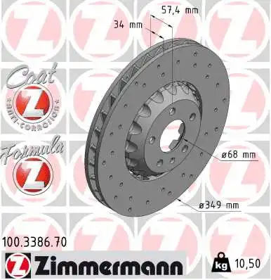 Stabdžių diskas ZIMMERMANN 100.3386.70