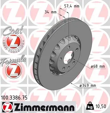 Stabdžių diskas ZIMMERMANN 100.3386.75