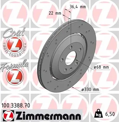 Stabdžių diskas ZIMMERMANN 100.3388.70