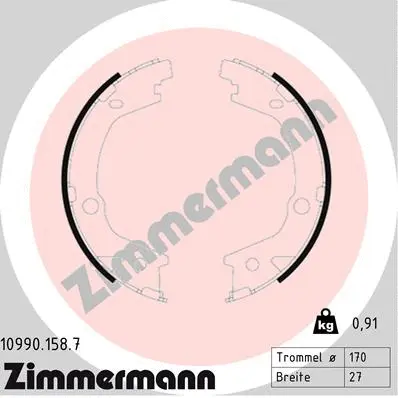Rankinio stabdžio trinkelių komplektas ZIMMERMANN 10990.158.7