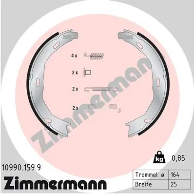 Rankinio stabdžio trinkelių komplektas ZIMMERMANN 10990.159.9