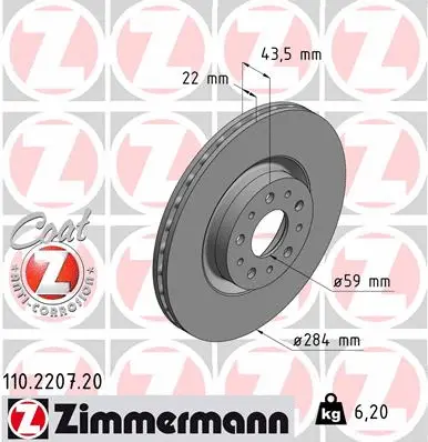 Stabdžių diskas ZIMMERMANN 110.2207.20