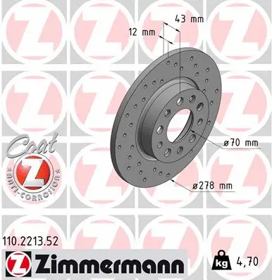 Stabdžių diskas ZIMMERMANN 110.2213.52
