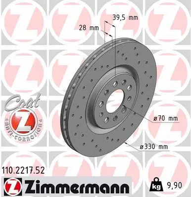 Stabdžių diskas ZIMMERMANN 110.2217.52