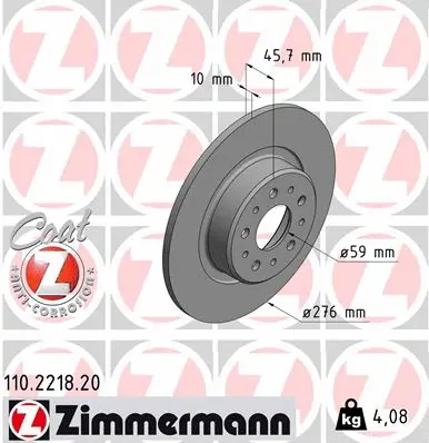 Stabdžių diskas ZIMMERMANN 110.2218.20