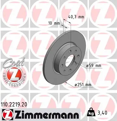 Stabdžių diskas ZIMMERMANN 110.2219.20