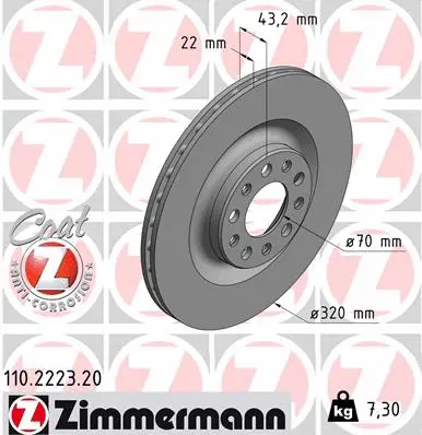 Stabdžių diskas ZIMMERMANN 110.2223.20