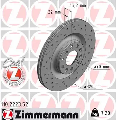 Stabdžių diskas ZIMMERMANN 110.2223.52