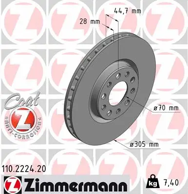 Stabdžių diskas ZIMMERMANN 110.2224.20