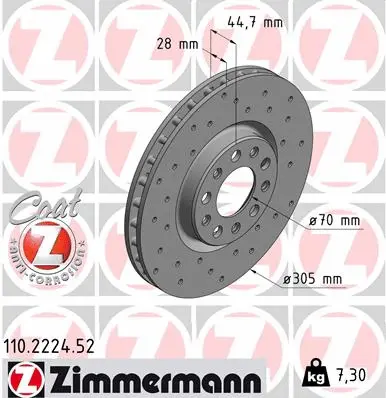 Stabdžių diskas ZIMMERMANN 110.2224.52