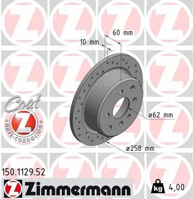 Stabdžių diskas ZIMMERMANN 150.1129.52