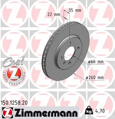Stabdžių diskas ZIMMERMANN 150.1258.20