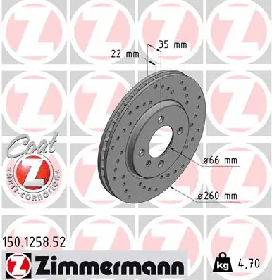 Stabdžių diskas ZIMMERMANN 150.1258.52