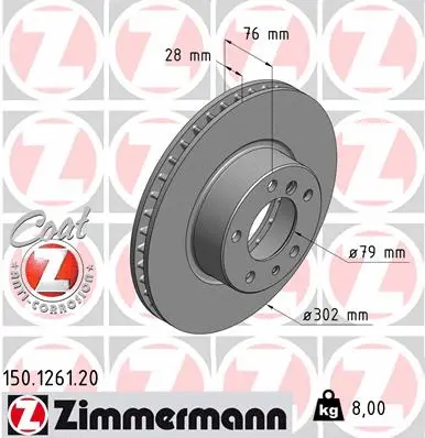 Stabdžių diskas ZIMMERMANN 150.1261.20