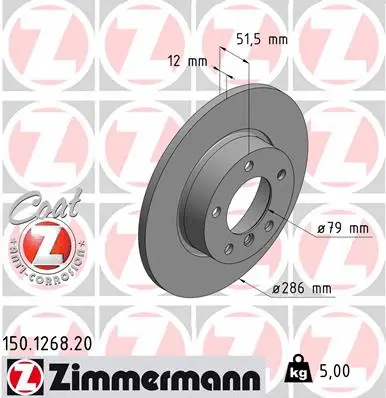 Stabdžių diskas ZIMMERMANN 150.1268.20