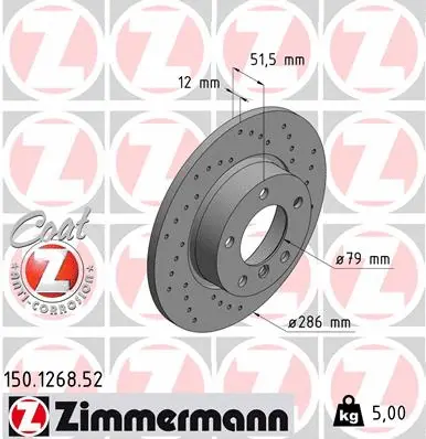 Stabdžių diskas ZIMMERMANN 150.1268.52