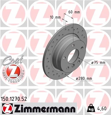 Stabdžių diskas ZIMMERMANN 150.1270.52