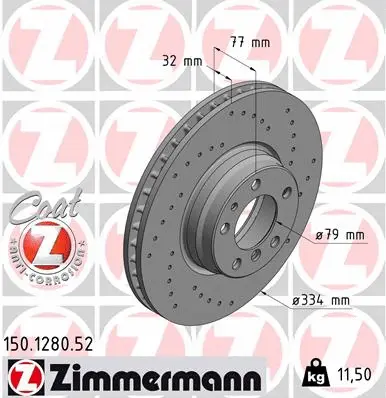 Stabdžių diskas ZIMMERMANN 150.1280.52