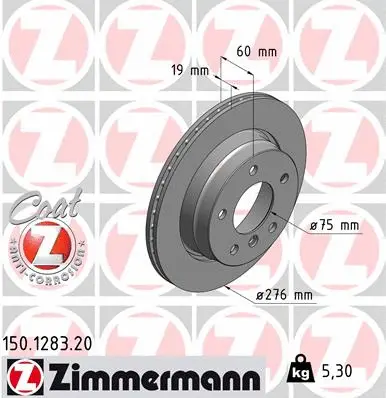 Stabdžių diskas ZIMMERMANN 150.1283.20