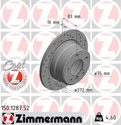 Stabdžių diskas ZIMMERMANN 150.1287.52