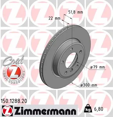 Stabdžių diskas ZIMMERMANN 150.1288.20