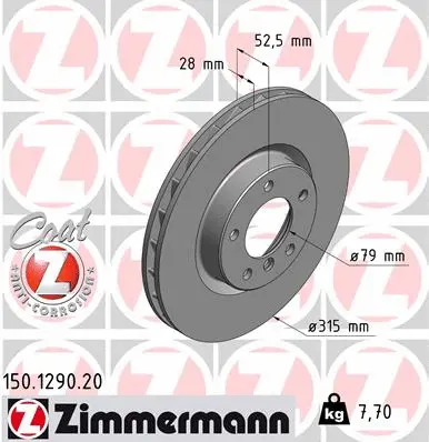 Stabdžių diskas ZIMMERMANN 150.1290.20