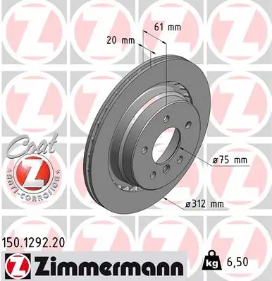 Stabdžių diskas ZIMMERMANN 150.1292.20