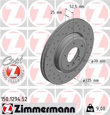 Stabdžių diskas ZIMMERMANN 150.1294.52