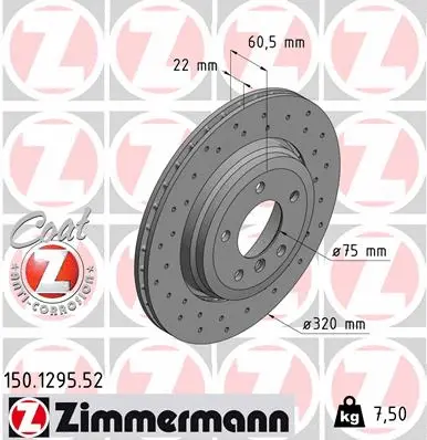 Stabdžių diskas ZIMMERMANN 150.1295.52