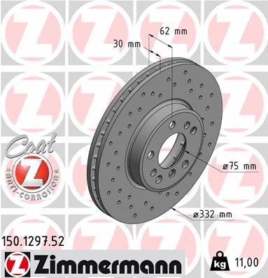 Stabdžių diskas ZIMMERMANN 150.1297.52