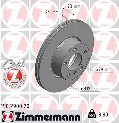 Stabdžių diskas ZIMMERMANN 150.2900.20