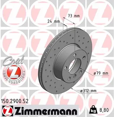 Stabdžių diskas ZIMMERMANN 150.2900.52