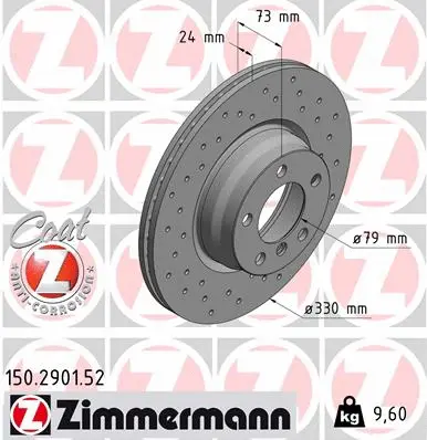 Stabdžių diskas ZIMMERMANN 150.2901.52