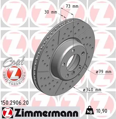 Stabdžių diskas ZIMMERMANN 150.2906.20