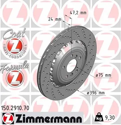 Stabdžių diskas ZIMMERMANN 150.2910.70