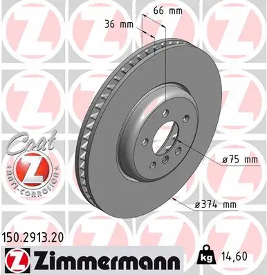 Stabdžių diskas ZIMMERMANN 150.2913.20