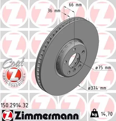 Stabdžių diskas ZIMMERMANN 150.2914.32