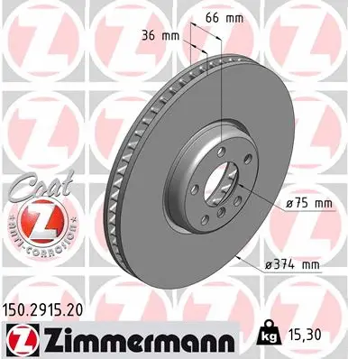 Stabdžių diskas ZIMMERMANN 150.2915.20