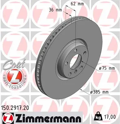 Stabdžių diskas ZIMMERMANN 150.2917.20